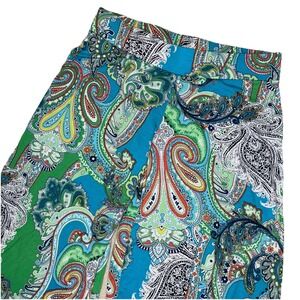 Lauren Ralph Lauren Pants Womens Small Palazzo Pull On Blue Green Paisley BOHO